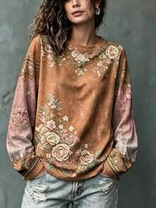 Breezaya 大尺碼緹花休閒百搭日常穿著長袖T恤秋季 - 彩色 - 查看 3