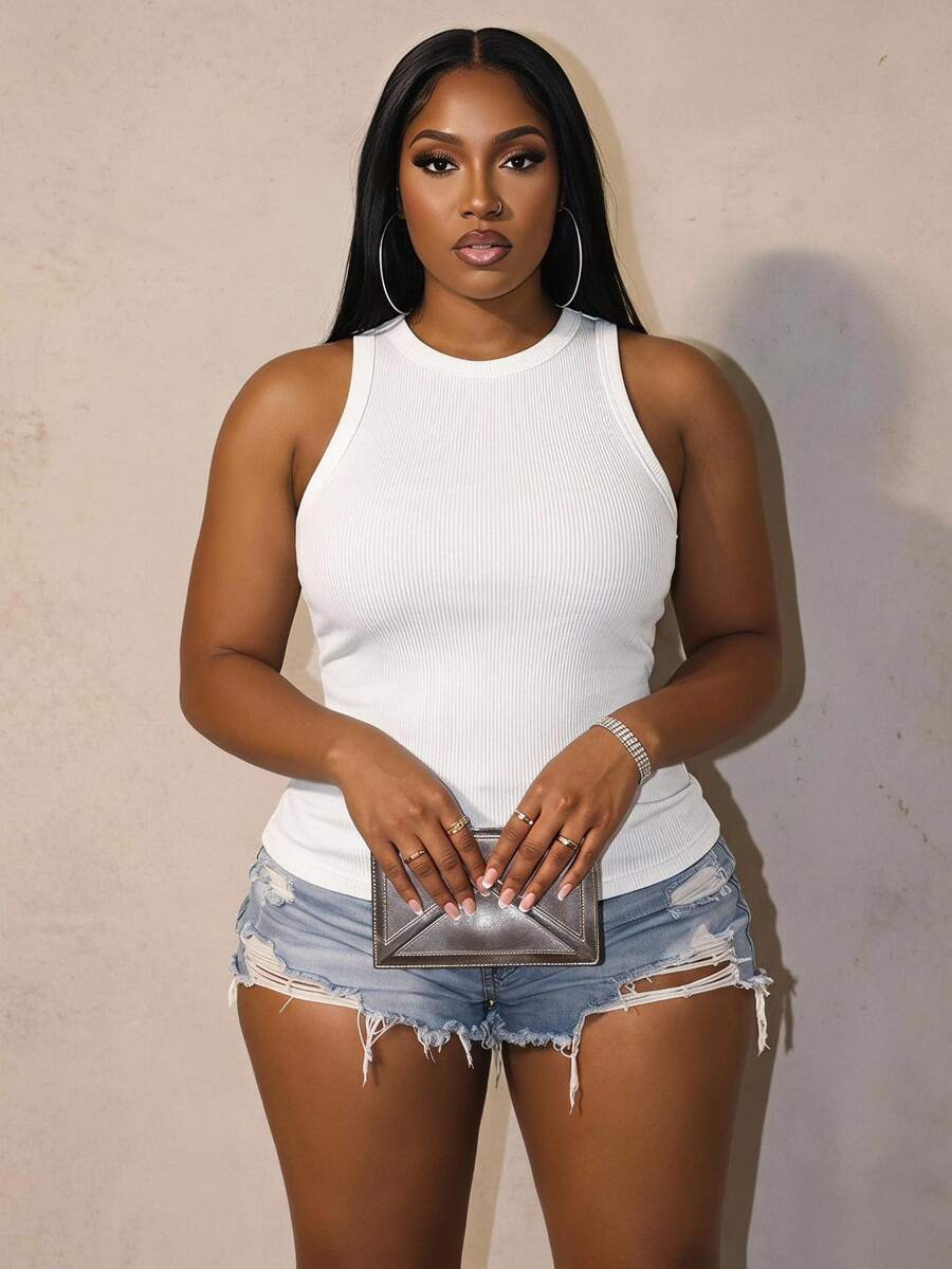 Slaydiva Plus Size Women Solid Color Ruched Slim Fit Versatile Daily Casual Traditional Smart Casual Top Office Birthday Formal White Summer - White - View 1