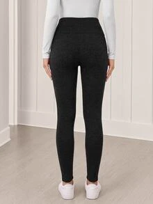 Yumoku Women's Linen Casual Basic Long Pants With Gathered Waist And Ruffle Hem Autumn Clothes Outfit Warm And Soft Gym Homewear Black - Black - View 5