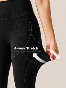 Yumoku Women's Linen Casual Basic Long Pants With Gathered Waist And Ruffle Hem Autumn Clothes Outfit Warm And Soft Gym Homewear Black - Black - View 7