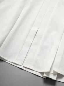 Elenzga Plus Size Spring/Summer V-Neck Collared Waist-Cinching Slimming A-Line Long Sleeve White French Elegant Sophisticated Commute Versatile, Office Date Inner Layer, Suitable For Multiple Body Types, Women's Designer Blouse Shirt - White - View 8
