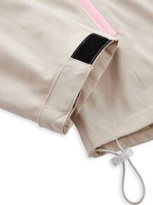 In My Nature Women's Zipper Contrast Color Outdoor Fashion Hooded Windbreaker Jacket - Apricot - View 10