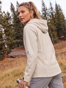 In My Nature Women's Zipper Contrast Color Outdoor Fashion Hooded Windbreaker Jacket - Apricot - View 7