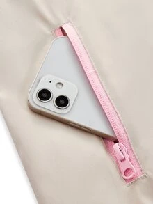 In My Nature Women's Zipper Contrast Color Outdoor Fashion Hooded Windbreaker Jacket - Apricot - View 9