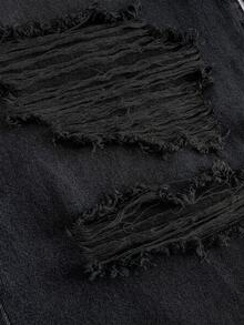 SHEIN MOD Plus Size Women Loose Fit Ripped Black Wide Leg Jeans Vacation Beach Summer Grunge 80's - Black - View 5