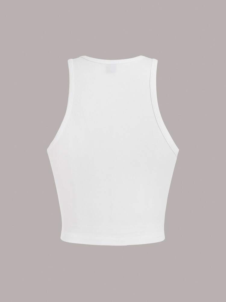 Slaydiva Casual Simple Lips Print Plus Size Women Sleeveless Tank Top, Suitable For Summer Back To School - White - View 5