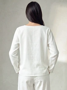 SHEIN Women's Autumn Elegant Minimalist Fashion Solid Color Metal Buckle Raglan Sleeve Thin Jacket, Suitable For Daily Commute Wear Office White - White - View 2