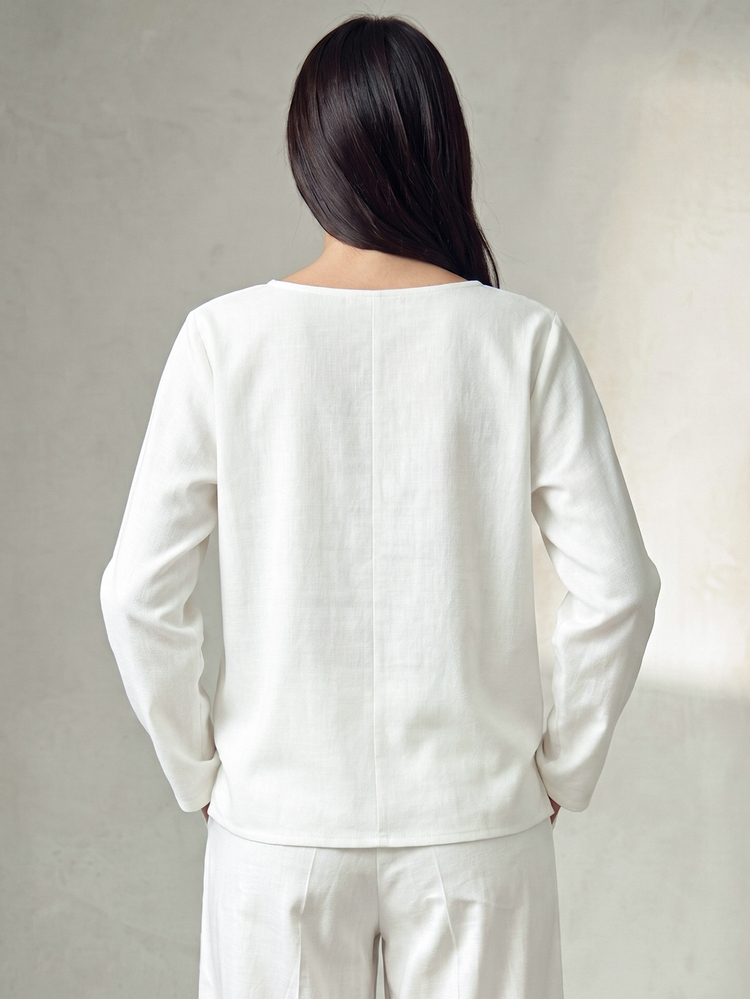 SHEIN Women's Autumn Elegant Minimalist Fashion Solid Color Metal Buckle Raglan Sleeve Thin Jacket, Suitable For Daily Commute Wear Office White - White - View 2