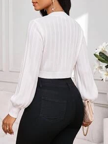 SHEIN Lady Vacation Women's Knit Hollow-Out Sweater Top - White - View 2