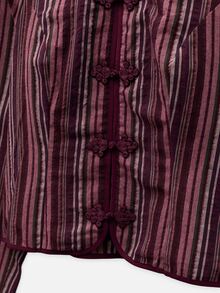Nöista Setelan Dua Potong Bergaris Gaya Cina Warna Burgundy, Elegan, Cocok untuk Musim Gugur/Dingin, Kasual, Chic, untuk Acara Jalan-jalan. - Burgundy - View 12
