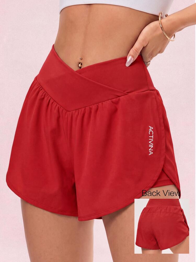 Sovereign Charm Casual Soft Athletic Versatile Double Layer Sports Shorts Gym Dark Red Summer - Red - View 1