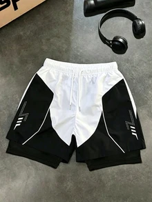 Gym Rark Men's Drawstring Waist Casual Versatile Daily Travel Sports Shorts, Gym - Black - View 1