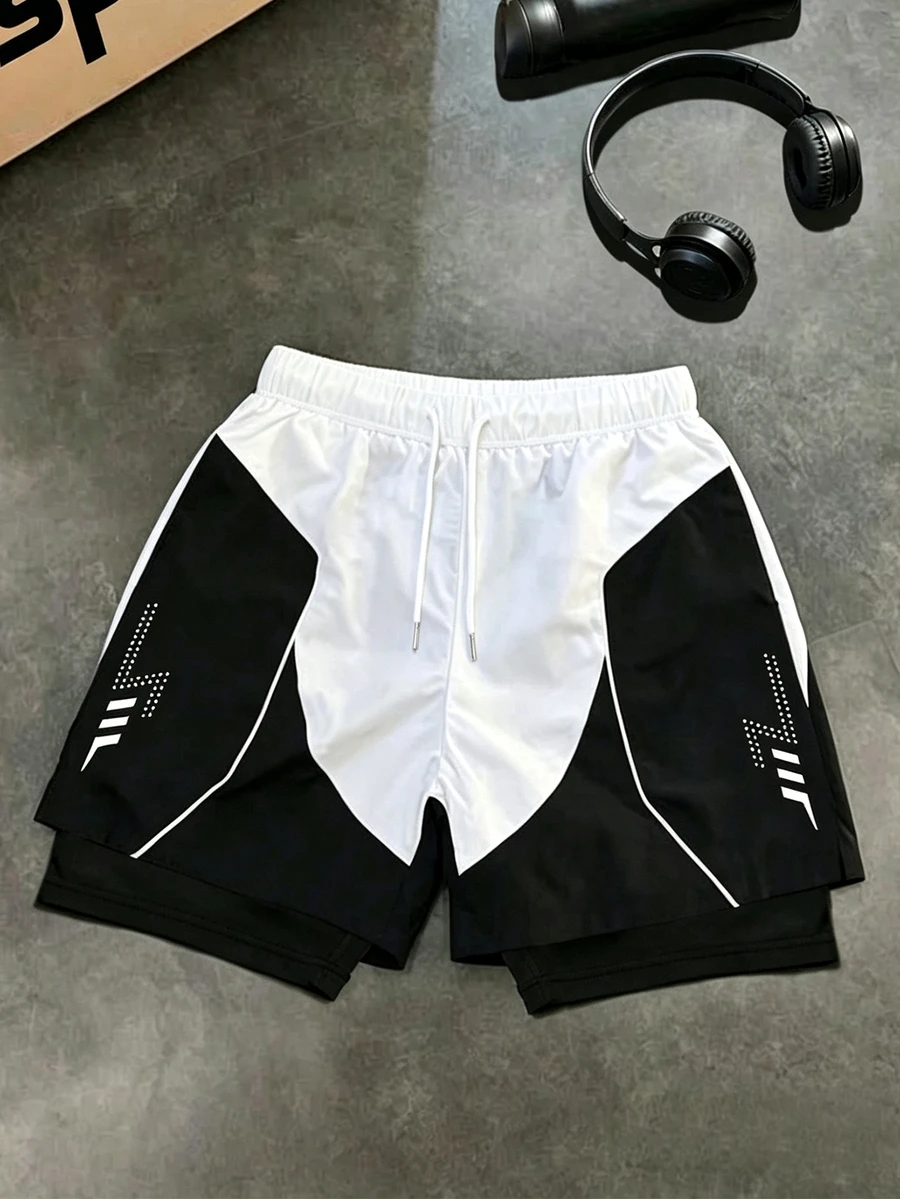 Gym Rark Men's Drawstring Waist Casual Versatile Daily Travel Sports Shorts, Gym - Black - View 1