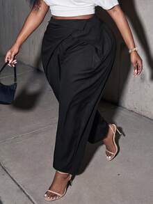 Slaydiva Plus Size Elegant Black Summer Holiday For Women, Classy Silk Pants, For Party Evening Formal Evening Formal Formal Office, Work, Casual - Black - View 12