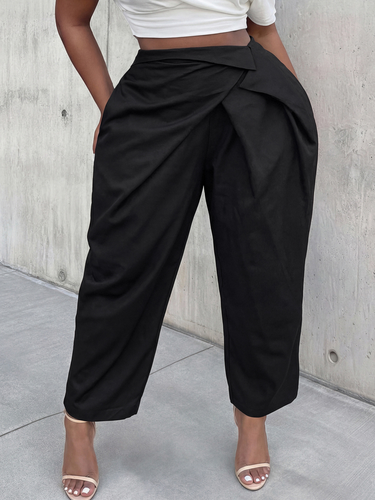 Slaydiva Plus Size Elegant Black Summer Holiday For Women, Classy Silk Pants, For Party Evening Formal Evening Formal Formal Office, Work, Casual - Black - View 7