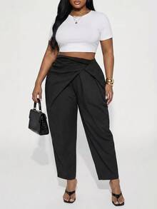 Slaydiva Plus Size Elegant Black Summer Holiday For Women, Classy Silk Pants, For Party Evening Formal Evening Formal Formal Office, Work, Casual - Black - View 5