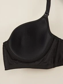 Bralution Black Underwire Molded Cup High Support Push-Up Lifting Front Closure Side-Smoothing Minimalist Comfortable Plus Size Bra - Black - View 5