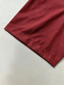 Airaco 男士素色短袖單排扣休閒通勤襯衫 - 酒紅色 - 查看 5