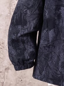 SHEIN 兒童男童休閒字母圖案印花連帽外套，輕量寬鬆拉鍊連帽夾克，開學季秋冬校園穿搭黑色款 - 彩色 - 查看 6
