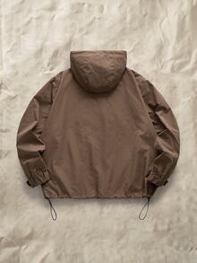 Norleigh Men's Drawstring Hooded Casual Daily Long Sleeve Jacket Fall - Brown - View 4