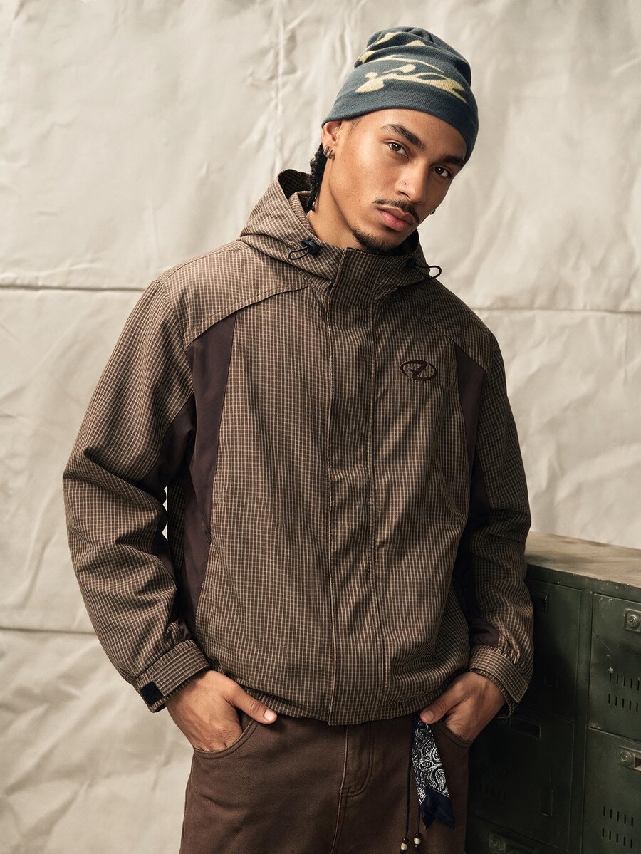 Norleigh Men's Drawstring Hooded Casual Daily Long Sleeve Jacket Fall - Brown - View 1