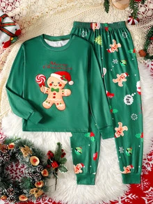 SHEIN Tween女孩秋冬聖誕可愛時尚百搭派對長袖褲裝套裝 日常修身居家服 - 彩色 - 查看 9