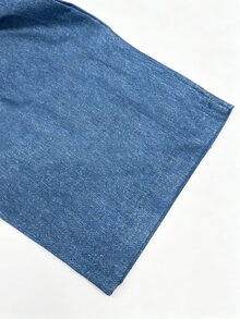 SHEIN Holidaya 女款休閒錐形牛仔印花長褲，夏季休閒度假褲，標準版型束口褲，彈性腰頭，斜口袋，抽繩綁帶，返校長褲，女款通勤穿搭長褲，假日穿搭長褲，度假穿搭長褲，外出穿搭長褲 - 藍色 - 查看 5