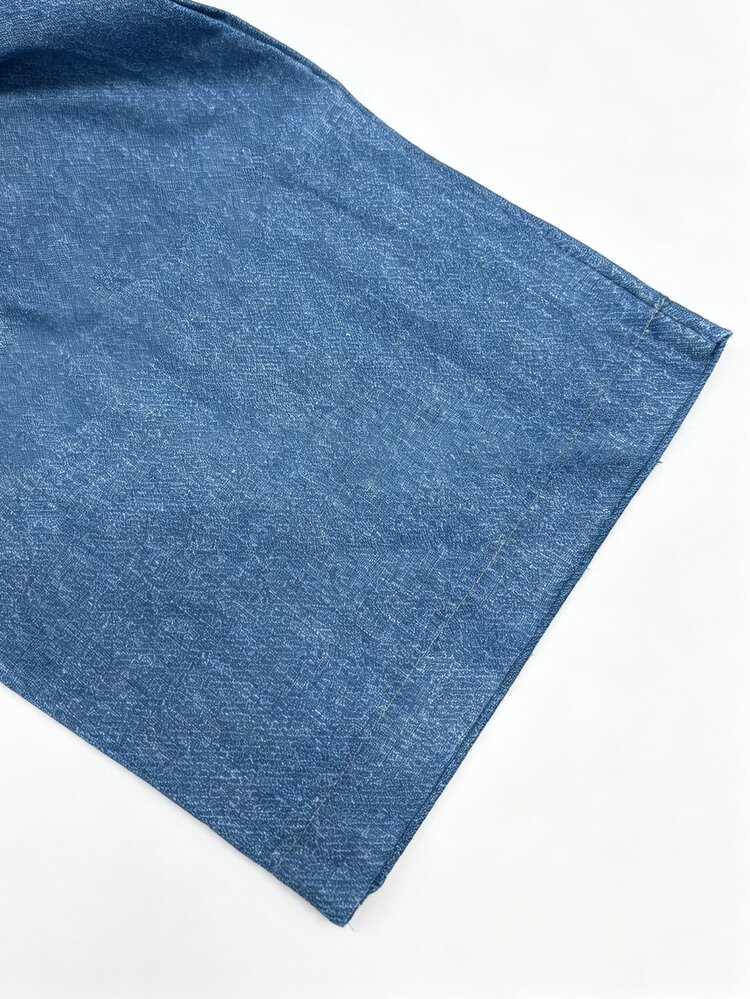 SHEIN Holidaya Women's Casual Tapered Denim Printed Long Pants, Summer Casual Vacation Pants, Regular Fit Joggers, Elastic Waistband, Diagonal Pockets, Drawstring And Tie, Back To School Long Pants, Women's Commute Outfit Long Pants, Holiday Outfit Long Pants, Vacation Outfit Long Pants, Outing Outfit Long Pants - Blue - View 5