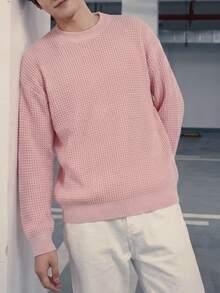 Claim Dot Men's Streetwear Colorblock Fashion Ribbed Long Sleeve Sweater Y2k Couple Matching Outfit Fall - Pink - View 6