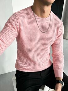 Claim Dot Men's Streetwear Colorblock Fashion Ribbed Long Sleeve Sweater Y2k Couple Matching Outfit Fall - Pink - View 1