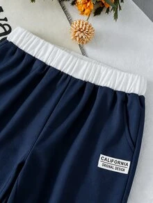 Genkimix Kids 女童復古T恤套裝配寬腿長褲，休閒秋季長袖圓領套裝，開學季與日常休閒穿搭 - 寶藍色 - 查看 8