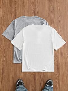 ESTAVOR Men's Summer Casual Slim Fit Short Sleeve T-Shirt, Multiple Colors White Grey Plain Henley Button - Multicolor - View 3
