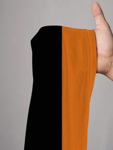 Slaydiva Casual Minimalist Letter & Number Print T-Shirt For Women, Black & Orange Color Contrast, Suitable For Summer & Sports Events Autumn - Multicolor - View 7
