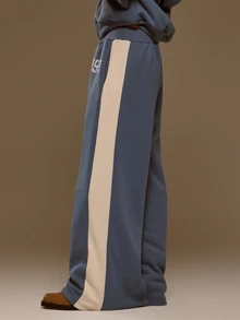 MUSERA Graphic Printed Contrast Panel Loose Fit Coord Joggers Autumn Winter Fall Western Cowgirl Cute - Blue - View 4