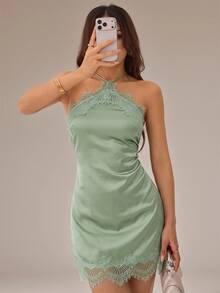 SHEIN PETITE Vestidos cortos de mujer - Verde - Ver 6