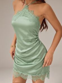 SHEIN PETITE Vestidos cortos de mujer - Verde - Ver 5
