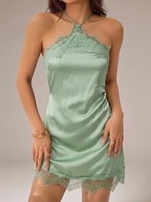 SHEIN PETITE Vestidos cortos de mujer - Verde - Ver 4