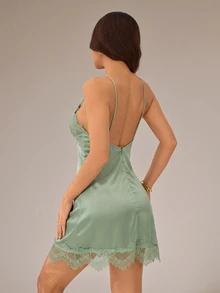 SHEIN PETITE Vestidos cortos de mujer - Verde - Ver 2