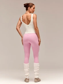 GLOWMODE FeatherFit™ Studio Glow V-Neck Removable Cups Crop Tank Top Sports Bra Low-Impact Yoga Pilates Barre Studio Daily Casual Wear Spring Summer - Creamy White - View 6