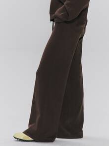 MUSERA Brown Knit Low Rise Wide Leg Drawstring Pants Autumn Winter Fall Christmas Thanksgiving Cute - Brown - View 3