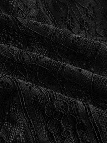 ROMWE Dark Gothic Halloween Outfit Church Castle Lace Sheer Women's Flare Pants - Black - View 11