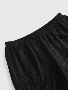 ROMWE Dark Gothic Halloween Outfit Church Castle Lace Sheer Women's Flare Pants - Black - View 10