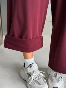 Muchica Women's Long Sleeve Crop Top Wide-Leg Pants High-Waist Striped Burgundy Sports Set 2 Piece Set Tracksuit Outfit Set Matching Set Activewear Sportswear - Khaki - View 9