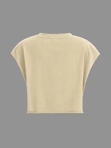 Slaydiva 2pcs Women Square Neck Slim Fit Long Sleeve Casual Thin T-Shirt Set, Brown & White, Autumn/Winter,Fall - Apricot - View 4