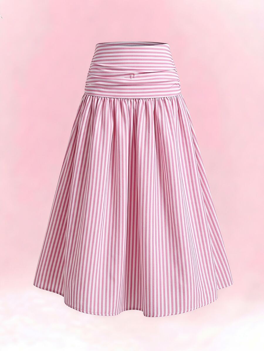SHEIN Tween Girls' White Umbrella Skirt, Fall Clothes, Fall, Long Full Skirt With Ruffle Hem, Simple Japanese Style Elegant Versatile Skirt - Multicolor - View 1