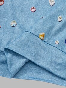 SHEIN ChillGRL Tween女孩 8-12歲 2件套連帽衛衣套裝，圓領長袖T恤與長褲，修身版型，冬季學生穿著，淺藍色可愛生日款 - 藍色 - 查看 4