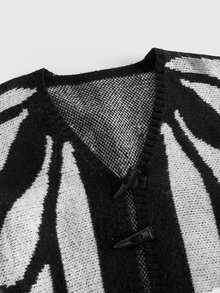 ROMWE Cardigan Rajut Wanita Lengan Sayap Kelelawar Motif Kupu-kupu dan Ngengat untuk Kostum Halloween Gothic Gelap - Hitam dan Putih - View 10