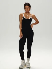 Slayform Slayform Women's Yoga Ribbed Athletic Jumpsuit - Black - View 7