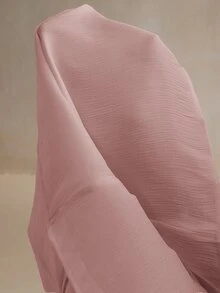 Anewsta Essential 女士高领长袖系带袖口优雅时尚通勤衬衫，配蝴蝶结 - 藕粉色 - 查看 8