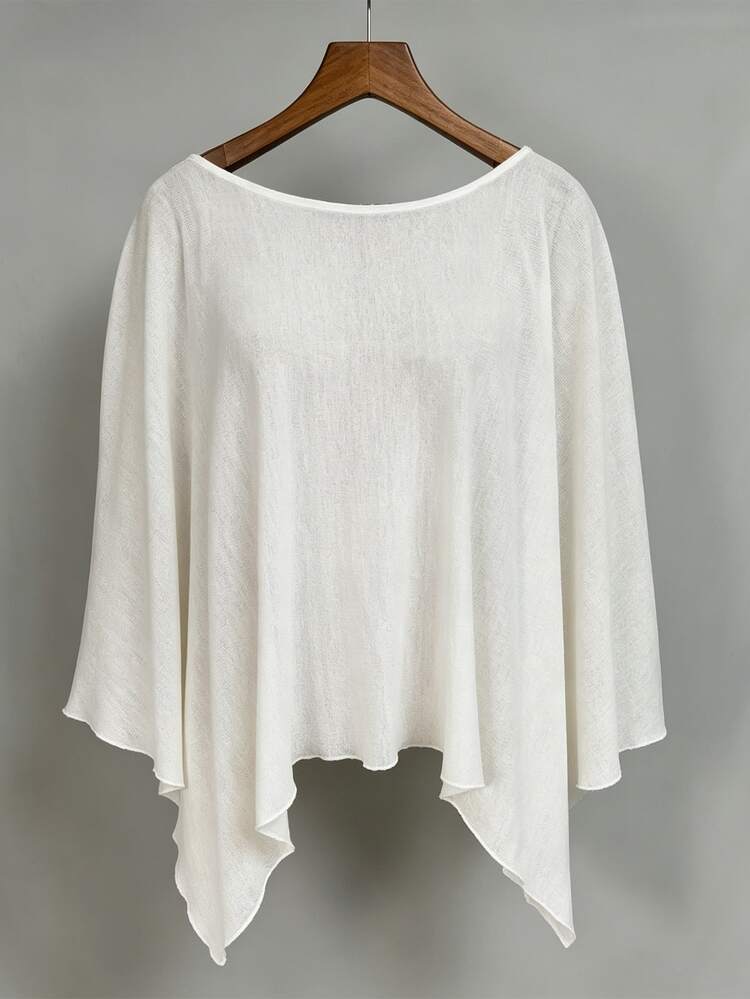 SHEIN Summer Women's White Beach Vacation Vacation Shawl Top Boho - White - View 7